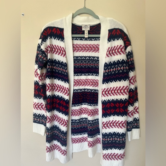 St. John's Bay Sweaters - ST JOHN'S BAY Red White Blue Patterned Cardigan Sweater XS